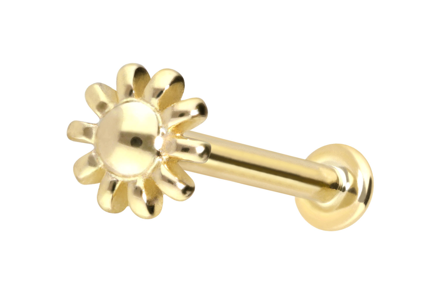 14 Karat Gold Labret Piercing mit Innengewinde BLUME